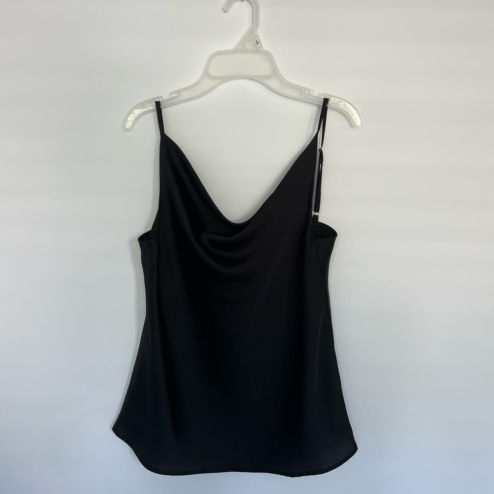 Vera & Lucy Silky Cowl Neck Tank Top - Black